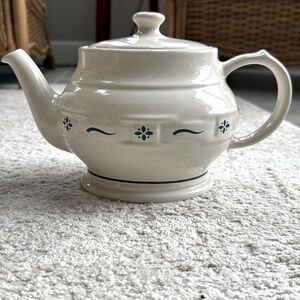Vintage Longaberger Navy Blue Woven Traditions Pottery Teapot- Like New